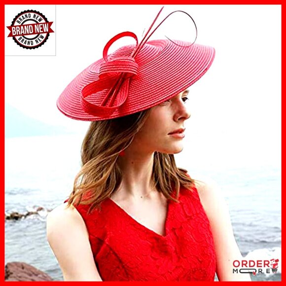 Straw Fedora Wide Brim Fascinator Hat Dual-Wear Design for Special Occasions